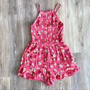 AE American Eagle Pink Floral Halter Romper